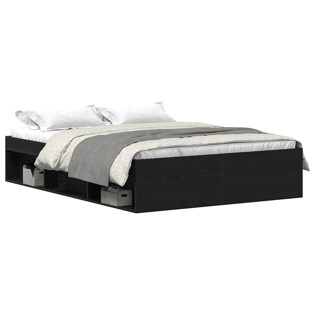 Bedframe zonder matras 135x190 cm bewerkt hout zwart eikenkleur is nu te koop bij PeponiXL, paradijselijk wonen!