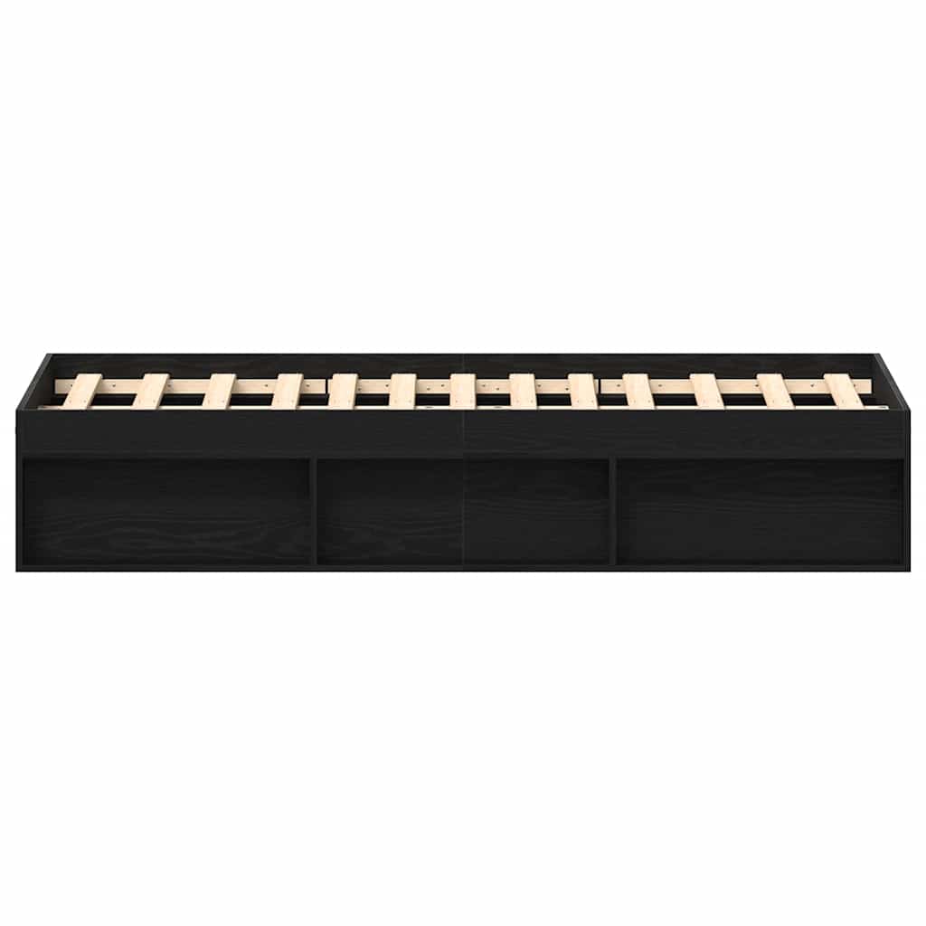 Bedframe zonder matras 135x190 cm bewerkt hout zwart eikenkleur is nu te koop bij PeponiXL, paradijselijk wonen!