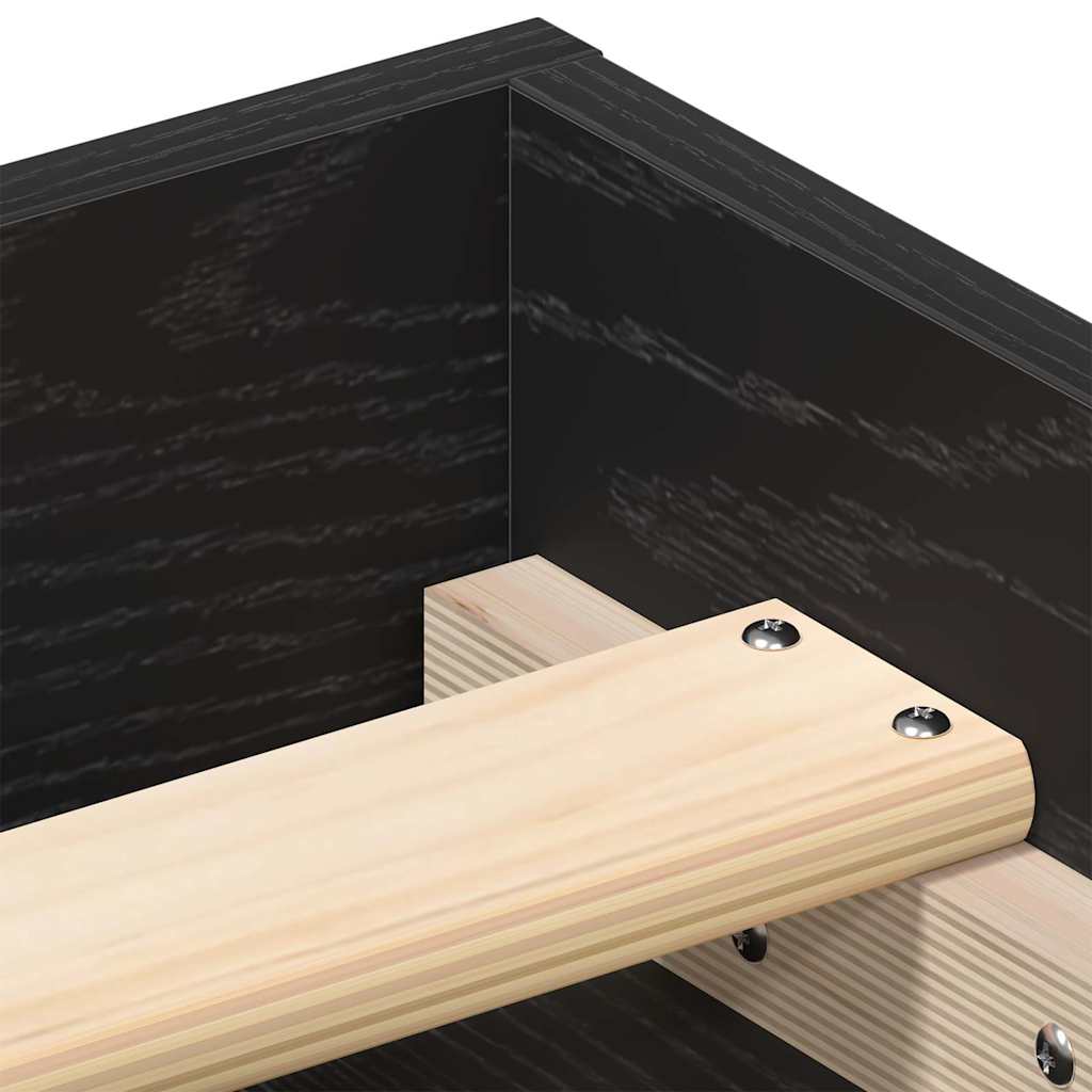 Bedframe zonder matras 135x190 cm bewerkt hout zwart eikenkleur is nu te koop bij PeponiXL, paradijselijk wonen!