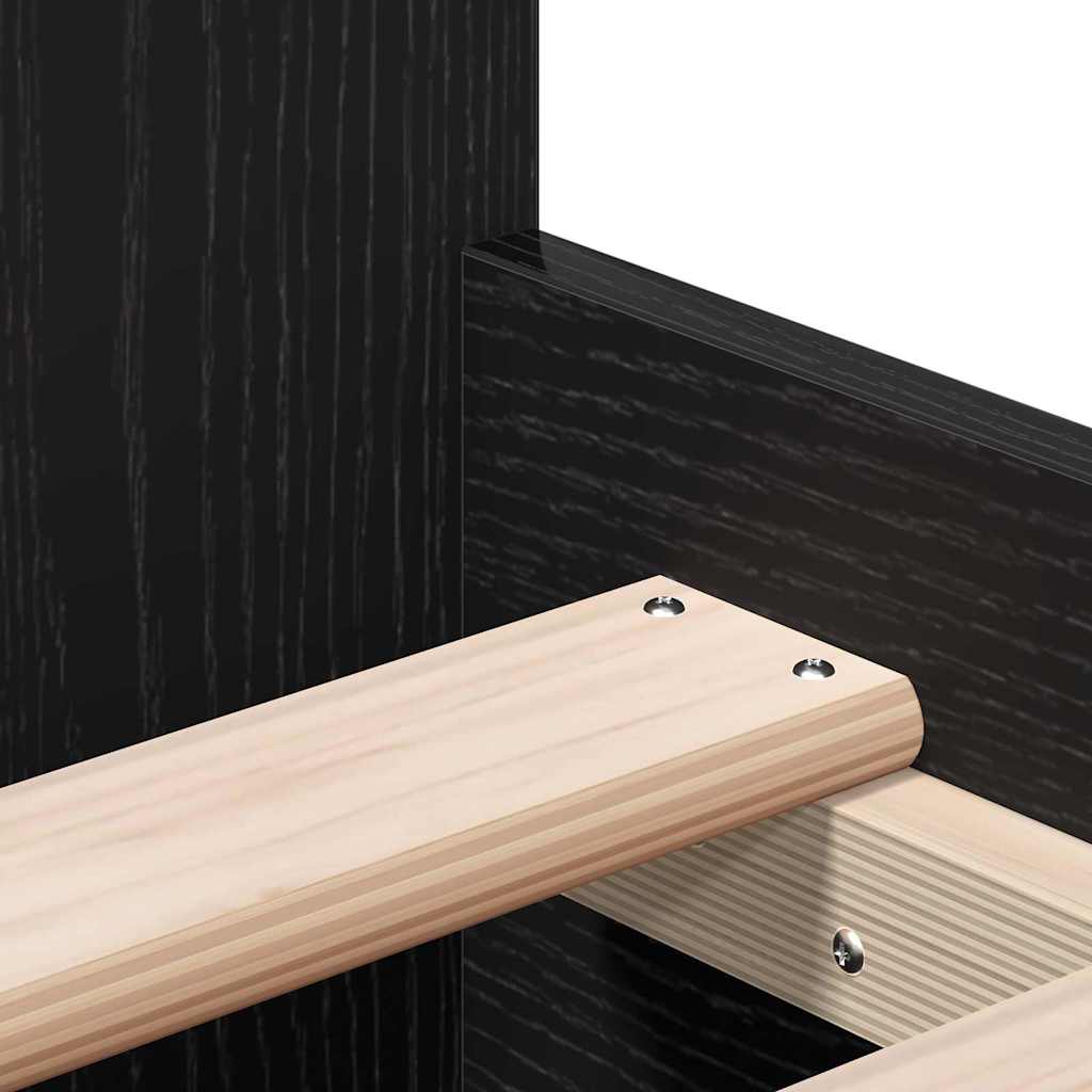 Bedframe met lade Zwart Eiken 203 x 103 x 50 cm Bewerkt hout is nu te koop bij PeponiXL, paradijselijk wonen!
