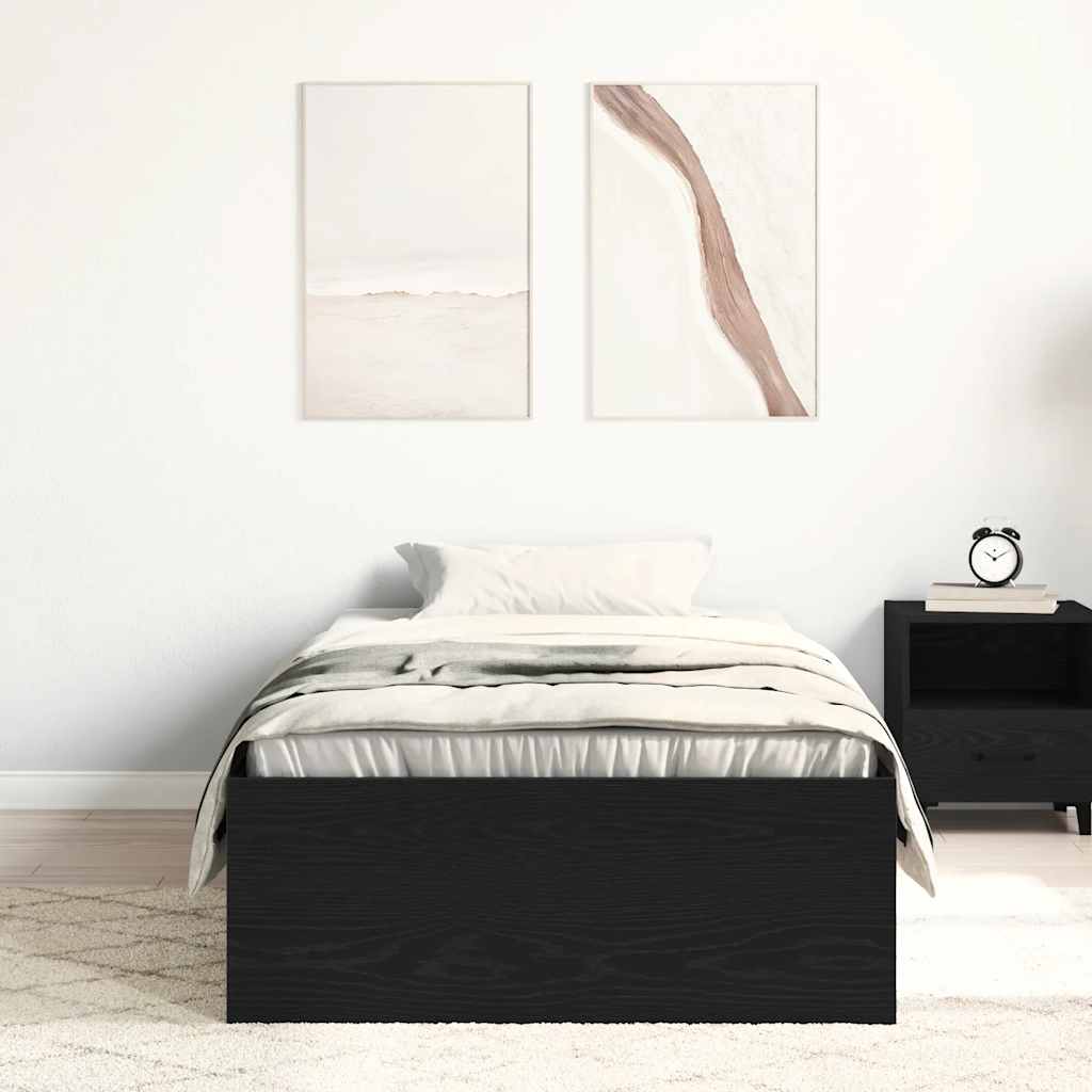 Bedframe zonder matras 100x200 cm spaanplaat zwart eikenkleurig is nu te koop bij PeponiXL, paradijselijk wonen!