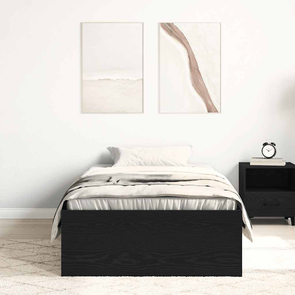 Bedframe zonder matras 90x190 cm spaanplaat zwart eikenkleurig is nu te koop bij PeponiXL, paradijselijk wonen!