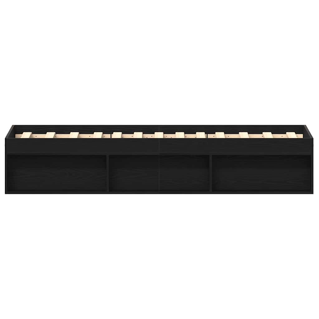 Bedframe zonder matras 90x190 cm spaanplaat zwart eikenkleurig is nu te koop bij PeponiXL, paradijselijk wonen!