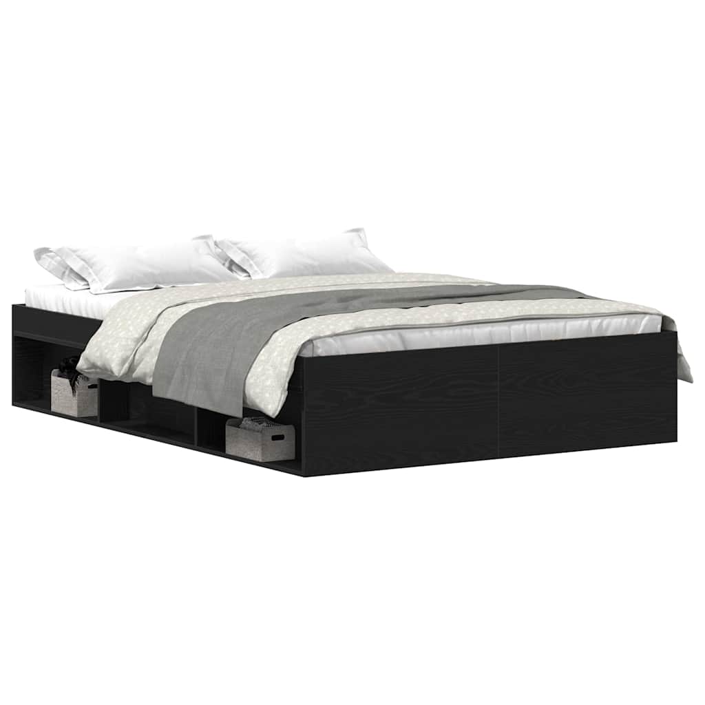 Bedframe zonder matras 120x200 cm bewerkt hout zwart eikenkleur is nu te koop bij PeponiXL, paradijselijk wonen!