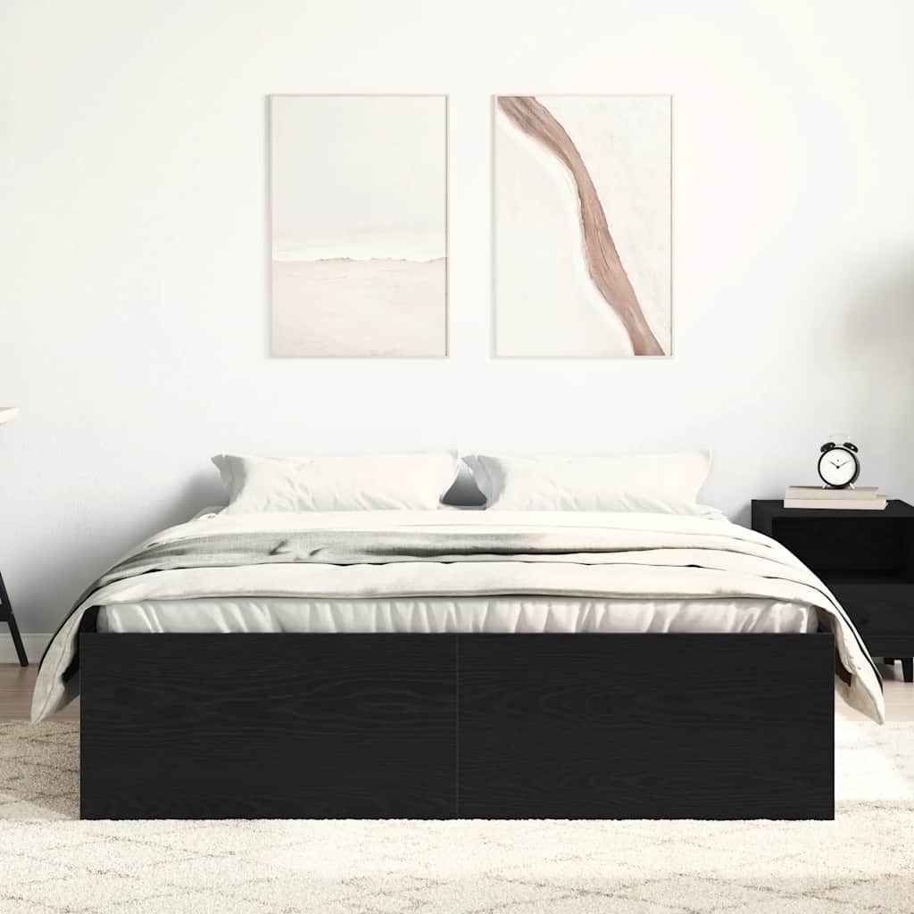 Bedframe zonder matras 140x200 cm bewerkt hout zwart eikenkleur is nu te koop bij PeponiXL, paradijselijk wonen!