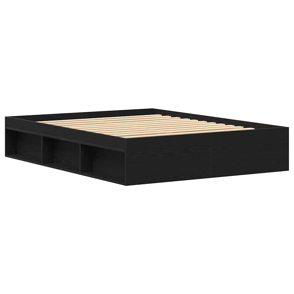 Bedframe zonder matras 160x200 cm bewerkt hout zwart eikenkleur is nu te koop bij PeponiXL, paradijselijk wonen!