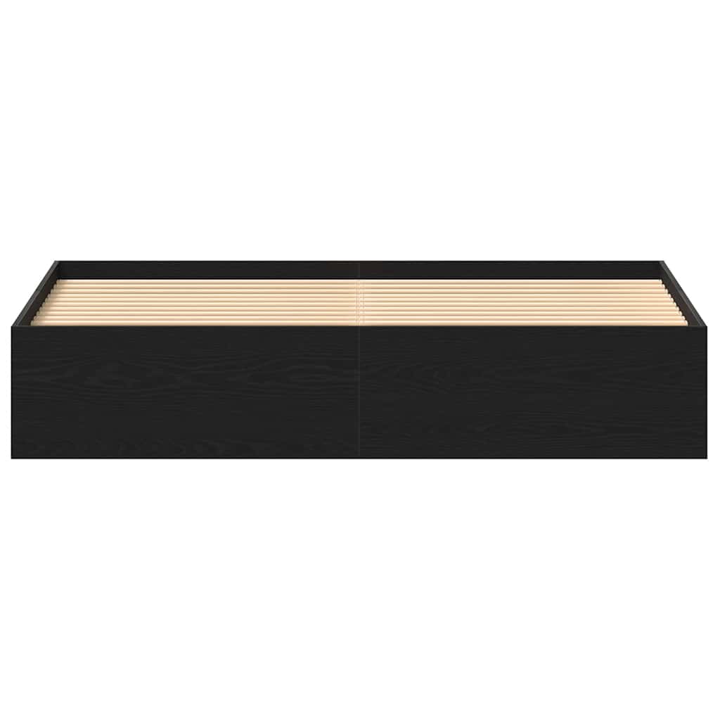 Bedframe zonder matras 200x200 cm bewerkt hout zwart eikenkleur is nu te koop bij PeponiXL, paradijselijk wonen!