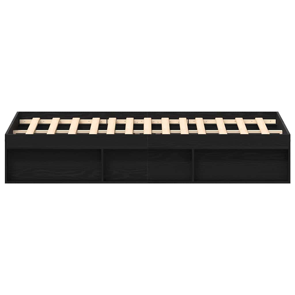 Bedframe zonder matras 200x200 cm bewerkt hout zwart eikenkleur is nu te koop bij PeponiXL, paradijselijk wonen!