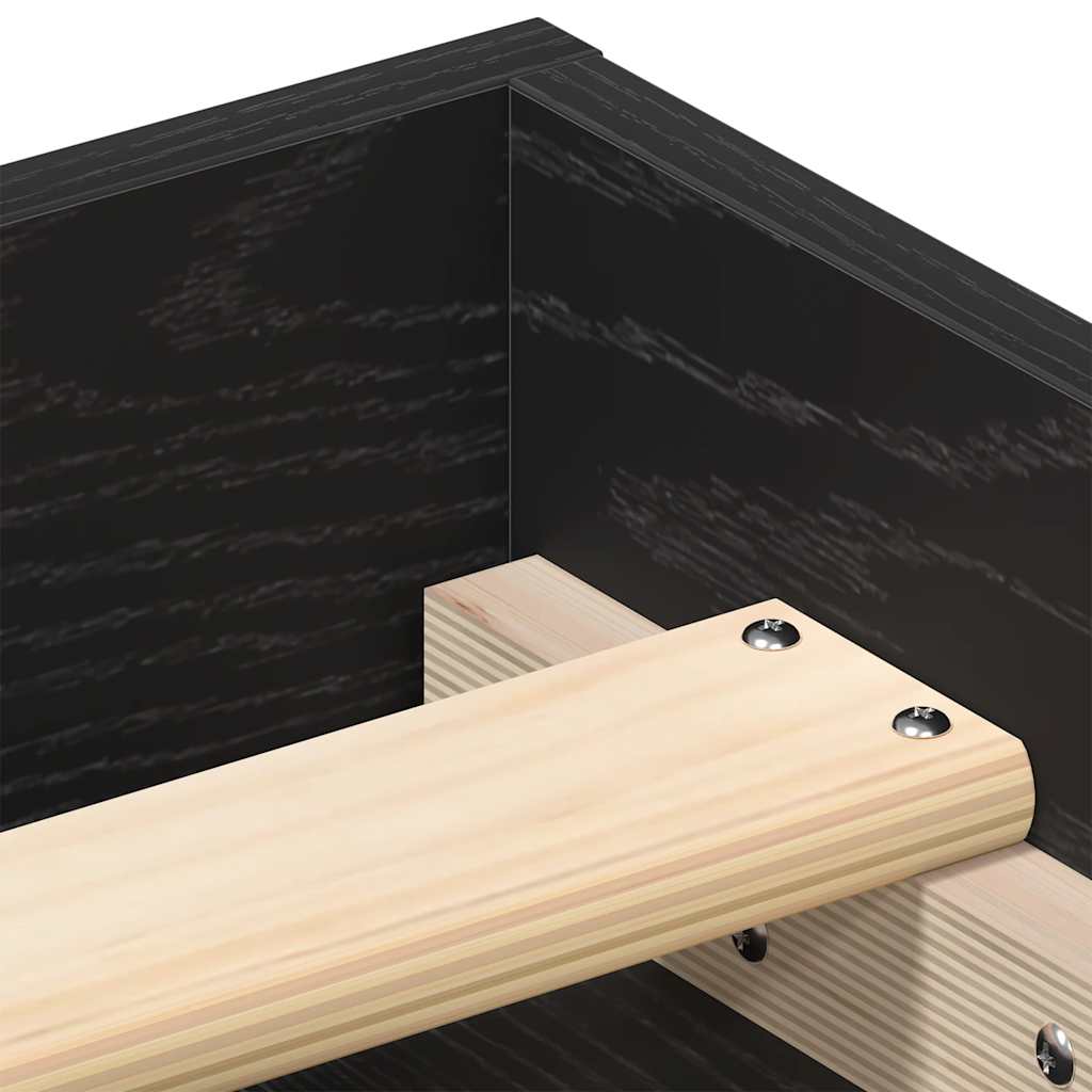 Bedframe zonder matras 200x200 cm bewerkt hout zwart eikenkleur is nu te koop bij PeponiXL, paradijselijk wonen!