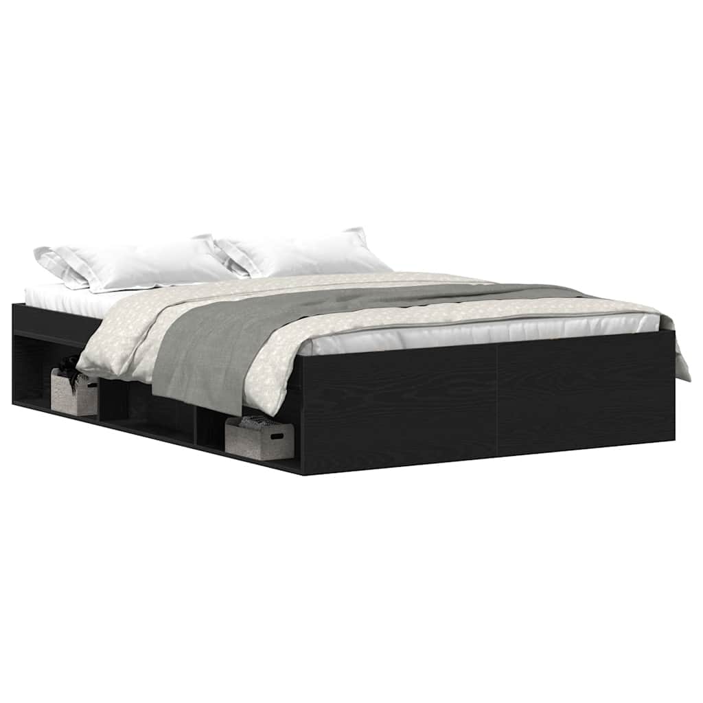 Bedframe zonder matras 120x190 cm bewerkt hout zwart eikenkleur is nu te koop bij PeponiXL, paradijselijk wonen!