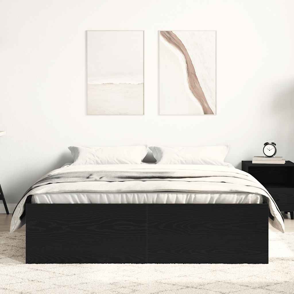 Bedframe zonder matras 120x190 cm bewerkt hout zwart eikenkleur is nu te koop bij PeponiXL, paradijselijk wonen!