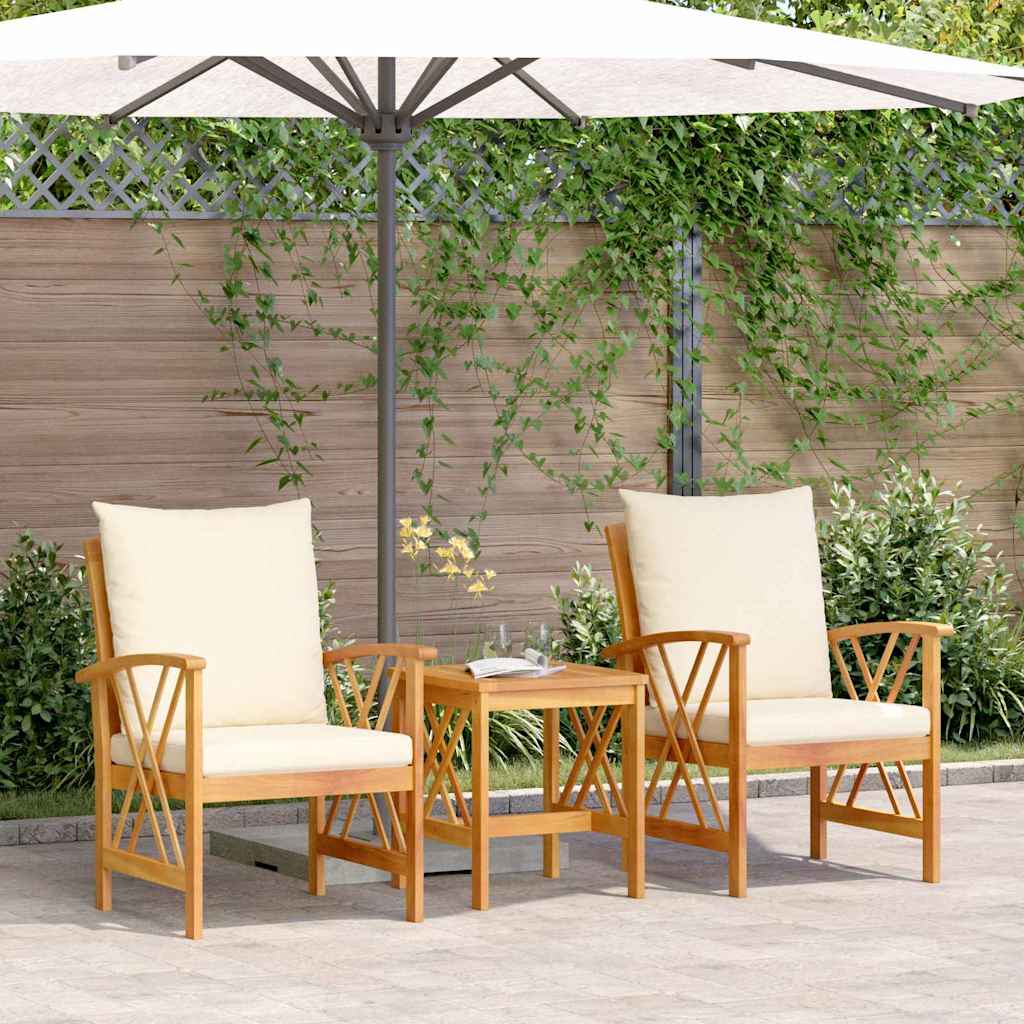 Tuinbankenset met kussen 3 pcs Olie naturel Massief Acaciahout is nu te koop bij PeponiXL, paradijselijk wonen!