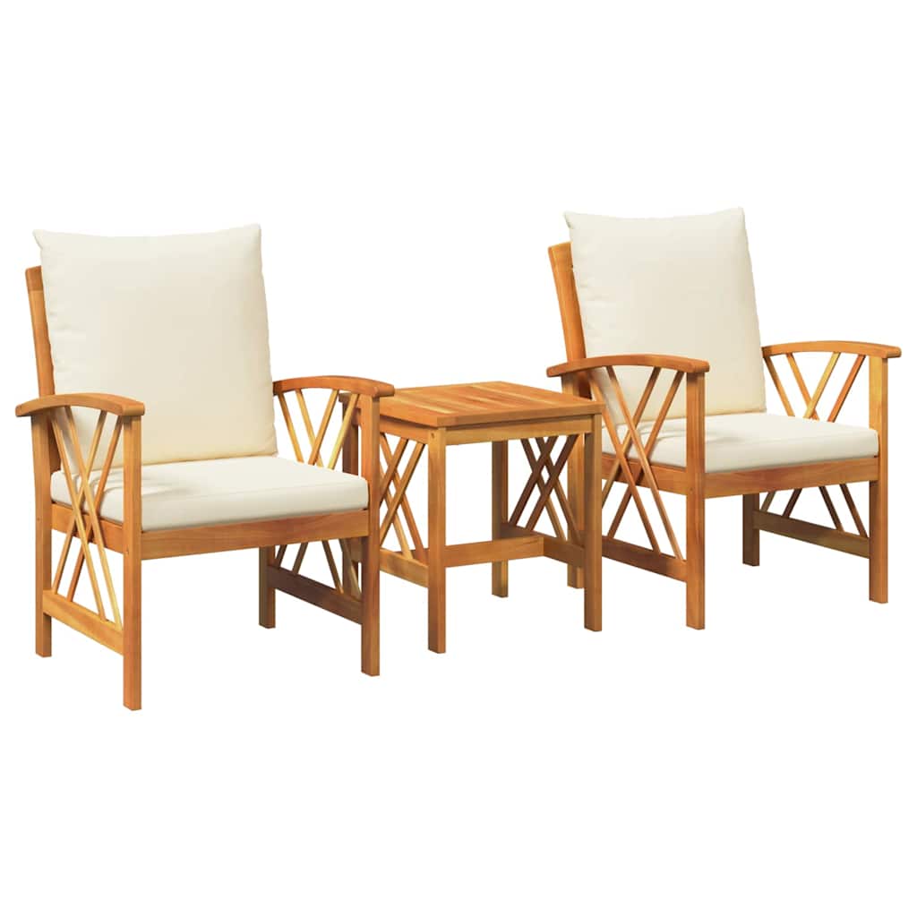 Tuinbankenset met kussen 3 pcs Olie naturel Massief Acaciahout is nu te koop bij PeponiXL, paradijselijk wonen!