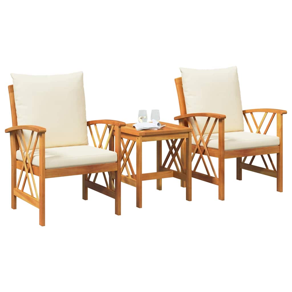 Tuinbankenset met kussen 3 pcs Olie naturel Massief Acaciahout is nu te koop bij PeponiXL, paradijselijk wonen!