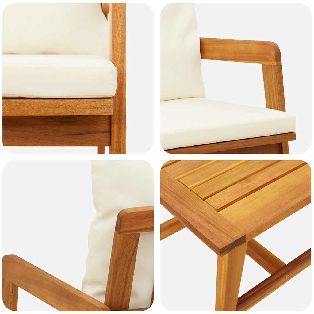 Bistroset met kussen 3 pcs Bruin Massief Acaciahout is nu te koop bij PeponiXL, paradijselijk wonen!