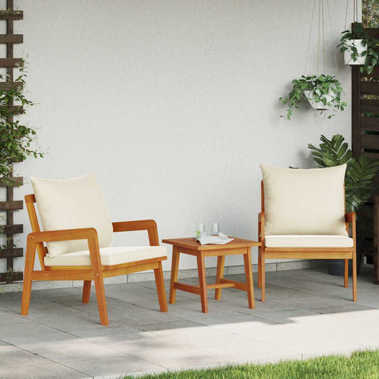 Bistroset met kussen 3 pcs Bruin Massief Acaciahout is nu te koop bij PeponiXL, paradijselijk wonen!