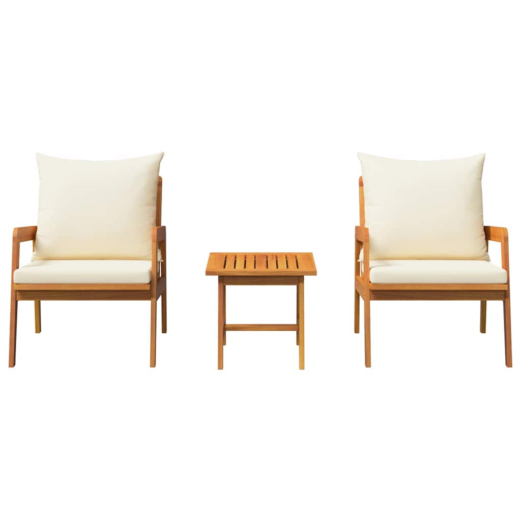 Bistroset met kussen 3 pcs Bruin Massief Acaciahout is nu te koop bij PeponiXL, paradijselijk wonen!