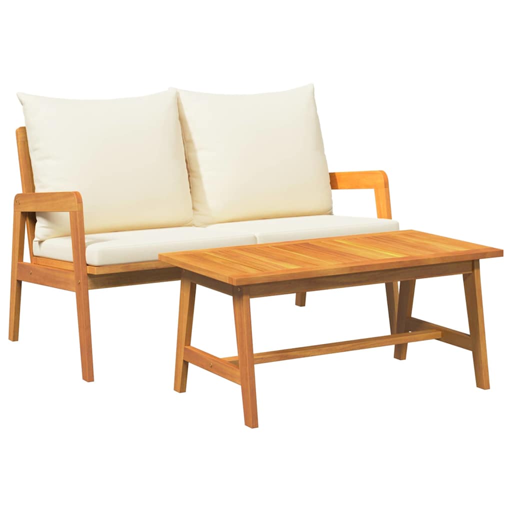 Bistroset met kussen 2 pcs Olie naturel Massief Acaciahout is nu te koop bij PeponiXL, paradijselijk wonen!