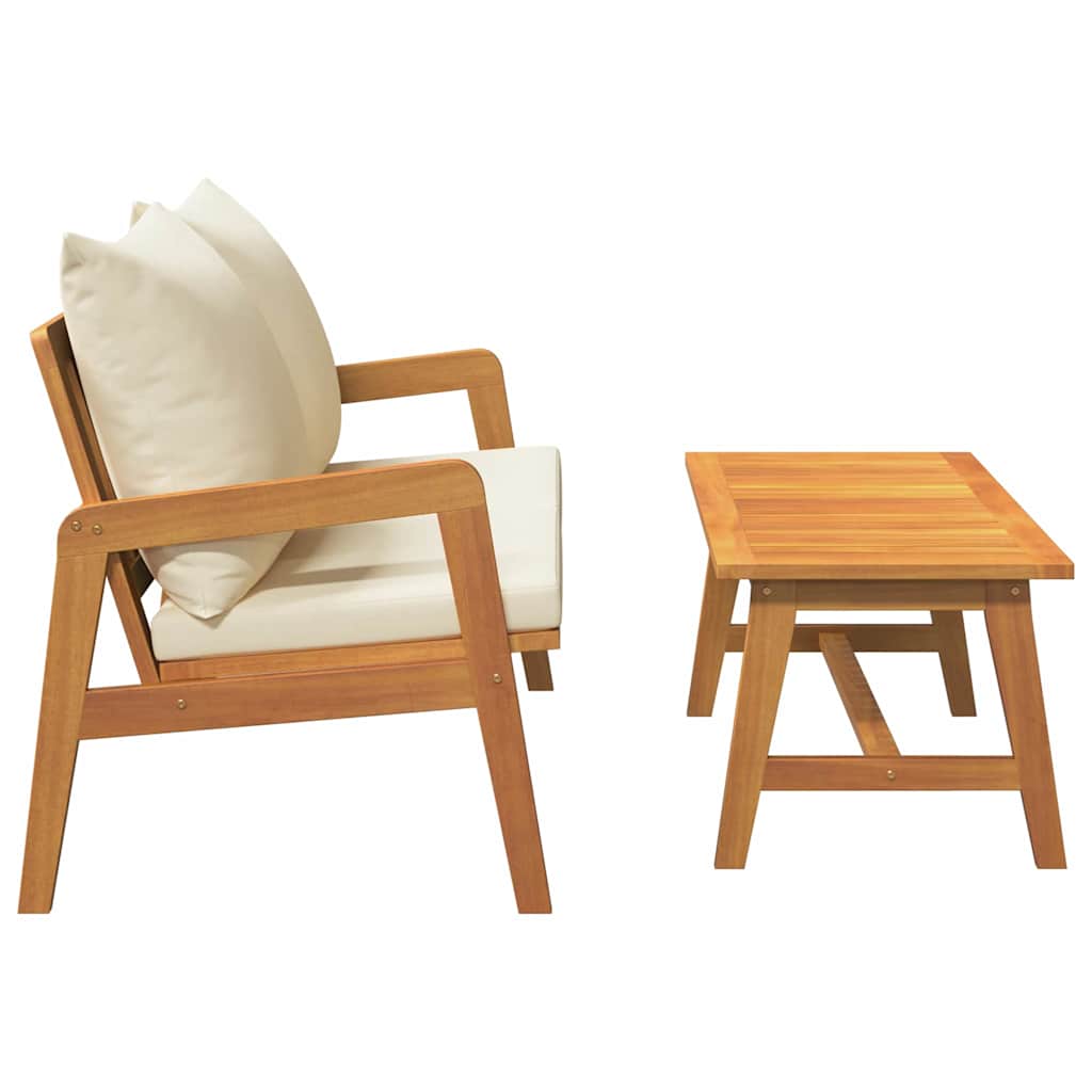 Bistroset met kussen 2 pcs Olie naturel Massief Acaciahout is nu te koop bij PeponiXL, paradijselijk wonen!
