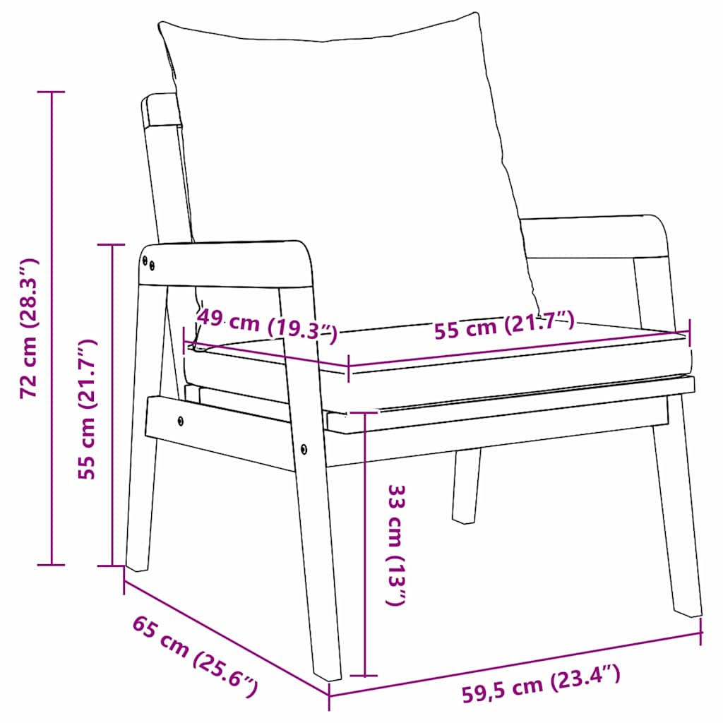 Tuinstoel met kussen 2 pcs Olie naturel Massief Acaciahout is nu te koop bij PeponiXL, paradijselijk wonen!