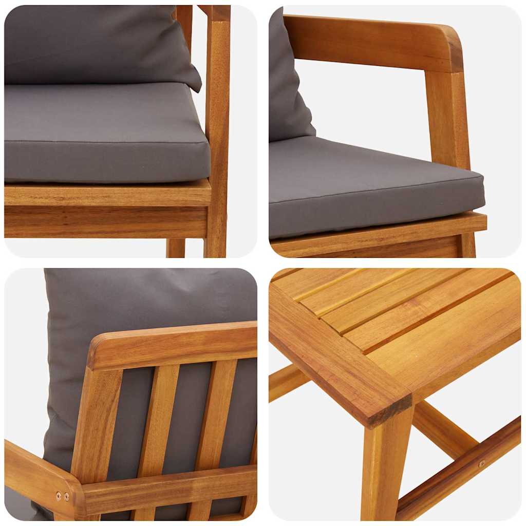 Bistroset met kussen 3 pcs Bruin Massief Acaciahout is nu te koop bij PeponiXL, paradijselijk wonen!