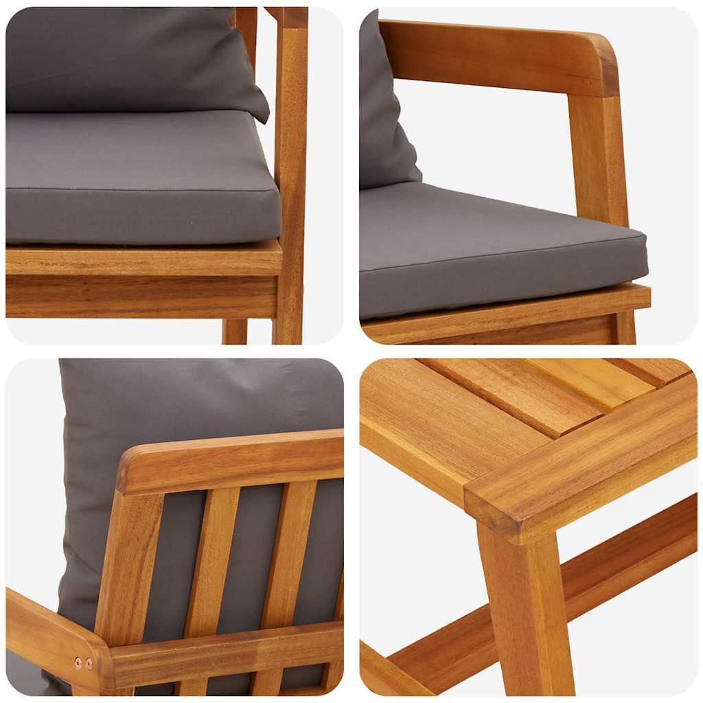 Bistroset met kussen 2 pcs Olie naturel Massief Acaciahout is nu te koop bij PeponiXL, paradijselijk wonen!