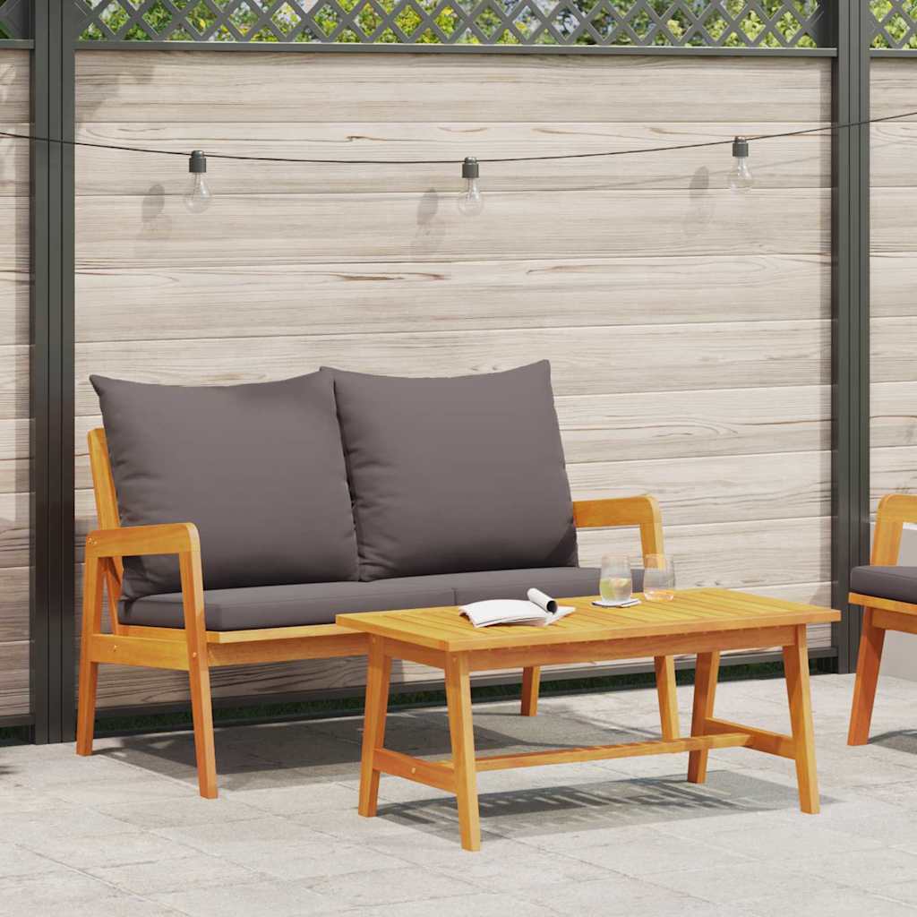 Bistroset met kussen 2 pcs Olie naturel Massief Acaciahout is nu te koop bij PeponiXL, paradijselijk wonen!
