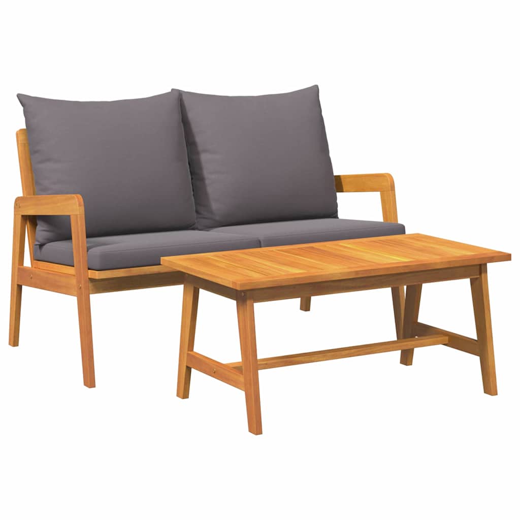 Bistroset met kussen 2 pcs Olie naturel Massief Acaciahout is nu te koop bij PeponiXL, paradijselijk wonen!