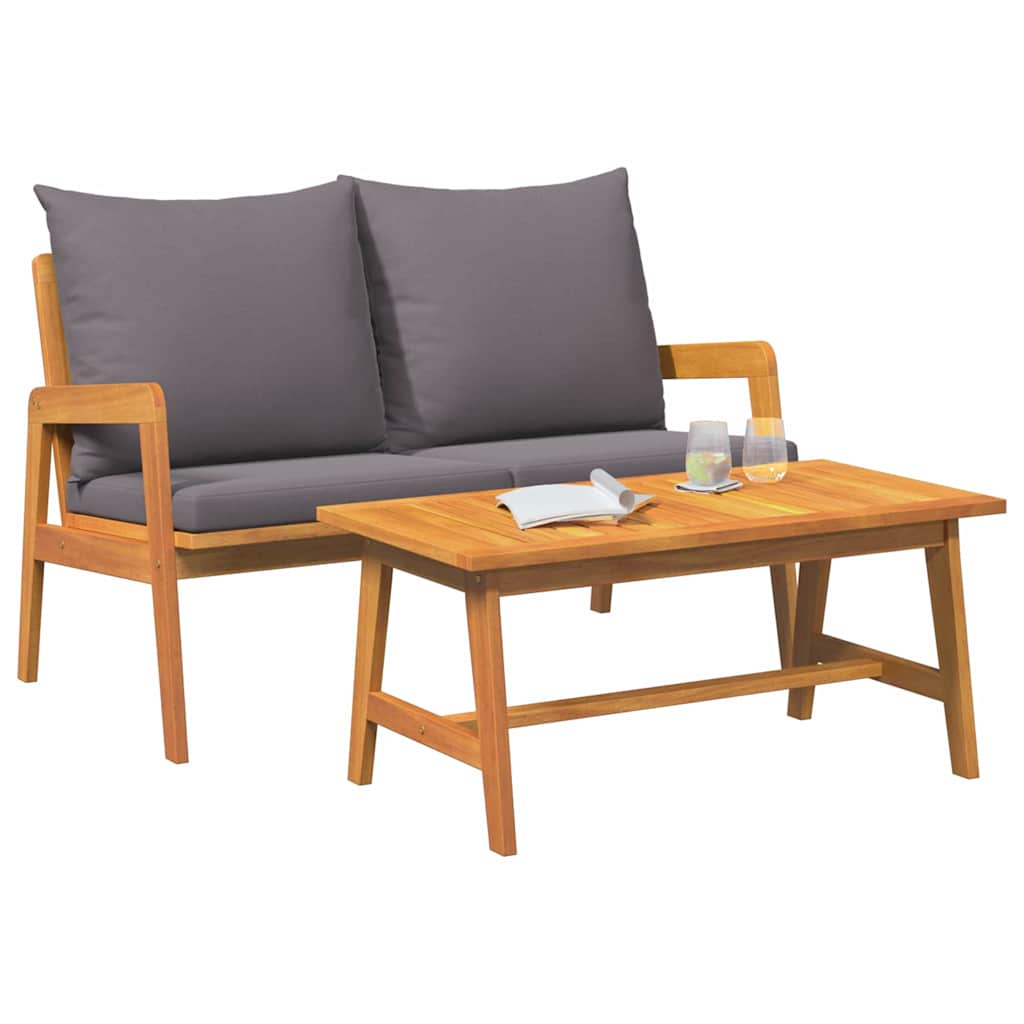 Bistroset met kussen 2 pcs Olie naturel Massief Acaciahout is nu te koop bij PeponiXL, paradijselijk wonen!