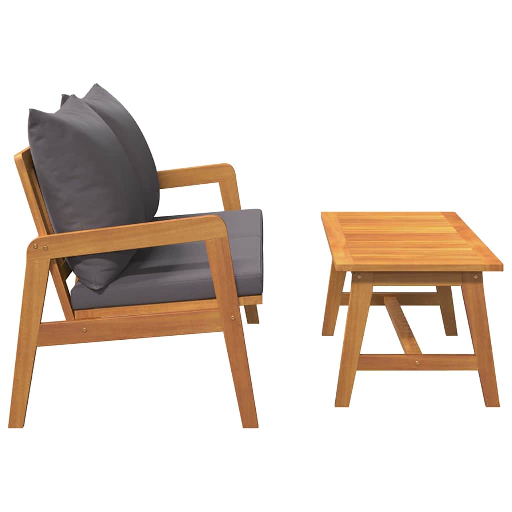 Bistroset met kussen 2 pcs Olie naturel Massief Acaciahout is nu te koop bij PeponiXL, paradijselijk wonen!