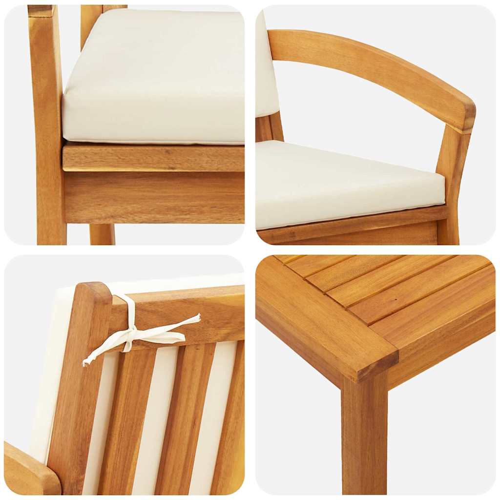 Bistroset met kussen 2 pcs Olie naturel Massief Acaciahout is nu te koop bij PeponiXL, paradijselijk wonen!