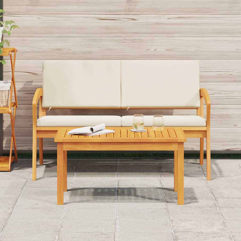 Bistroset met kussen 2 pcs Olie naturel Massief Acaciahout is nu te koop bij PeponiXL, paradijselijk wonen!