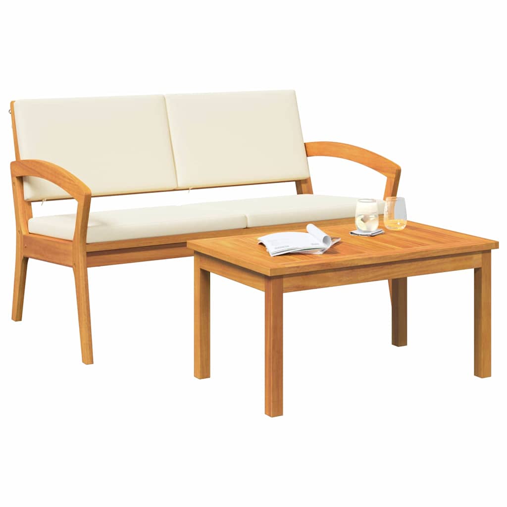 Bistroset met kussen 2 pcs Olie naturel Massief Acaciahout is nu te koop bij PeponiXL, paradijselijk wonen!
