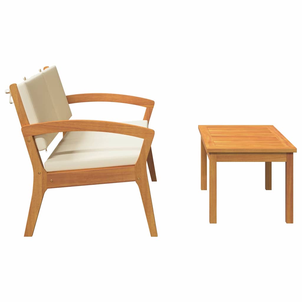 Bistroset met kussen 2 pcs Olie naturel Massief Acaciahout is nu te koop bij PeponiXL, paradijselijk wonen!