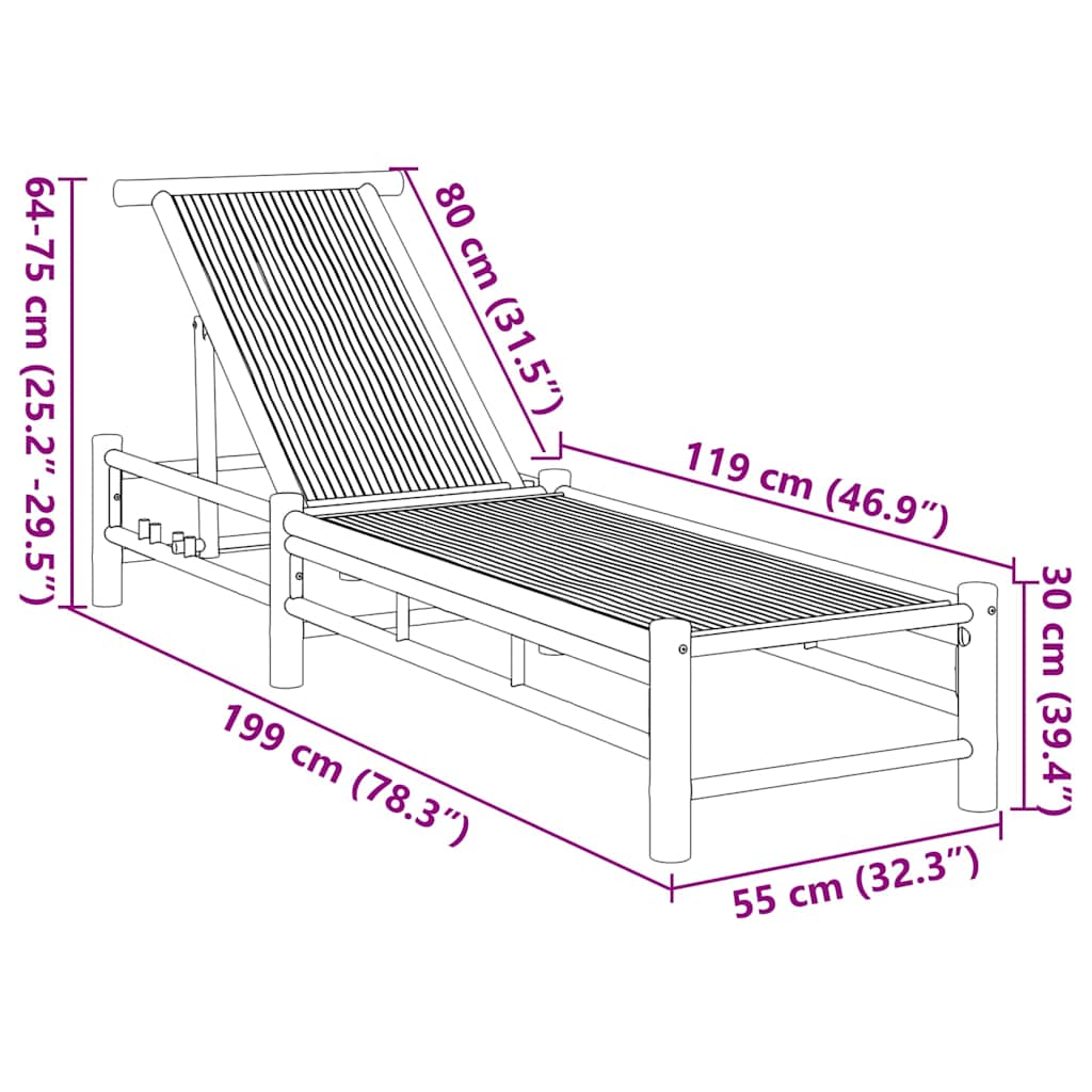 Ligbed 55x199x30 cm bamboe is nu te koop bij PeponiXL, paradijselijk wonen!