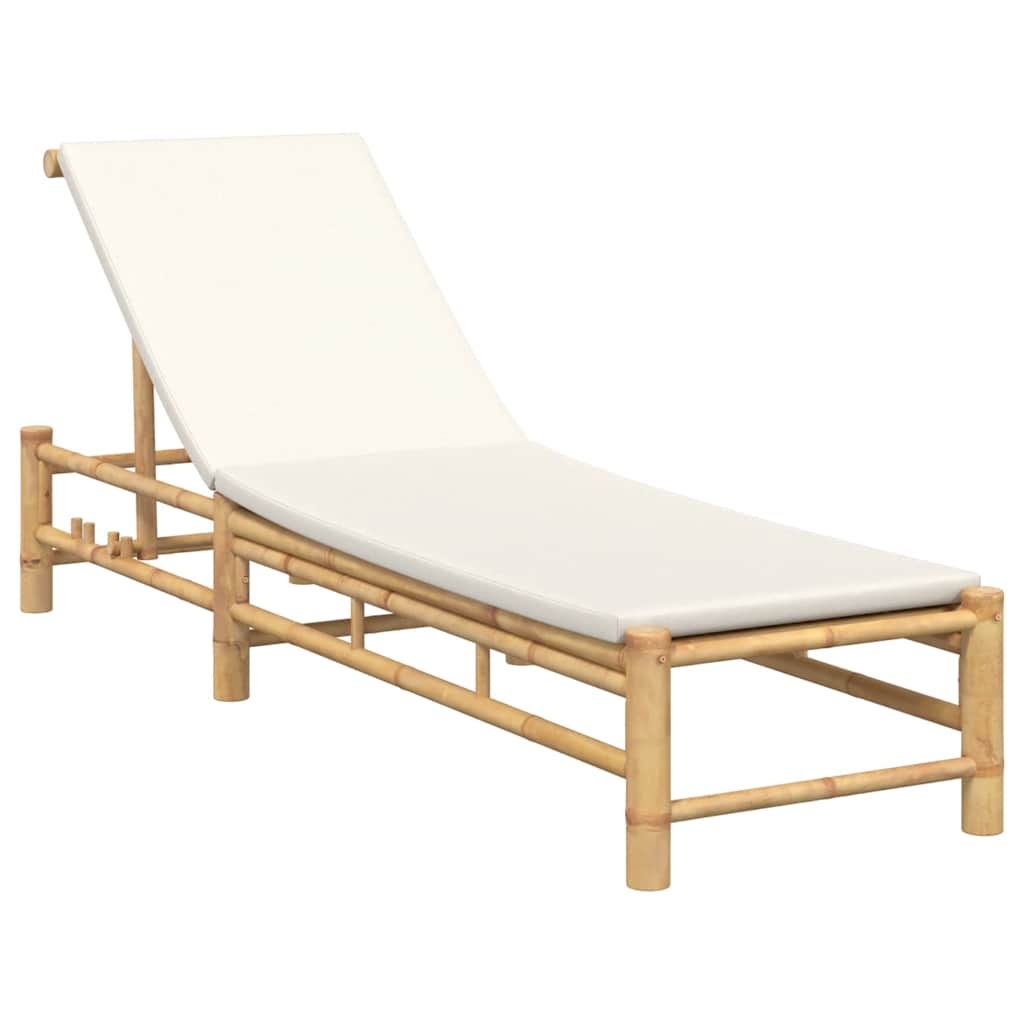 Ligstoel met kussens 55x199x30 cm bamboe is nu te koop bij PeponiXL, paradijselijk wonen!
