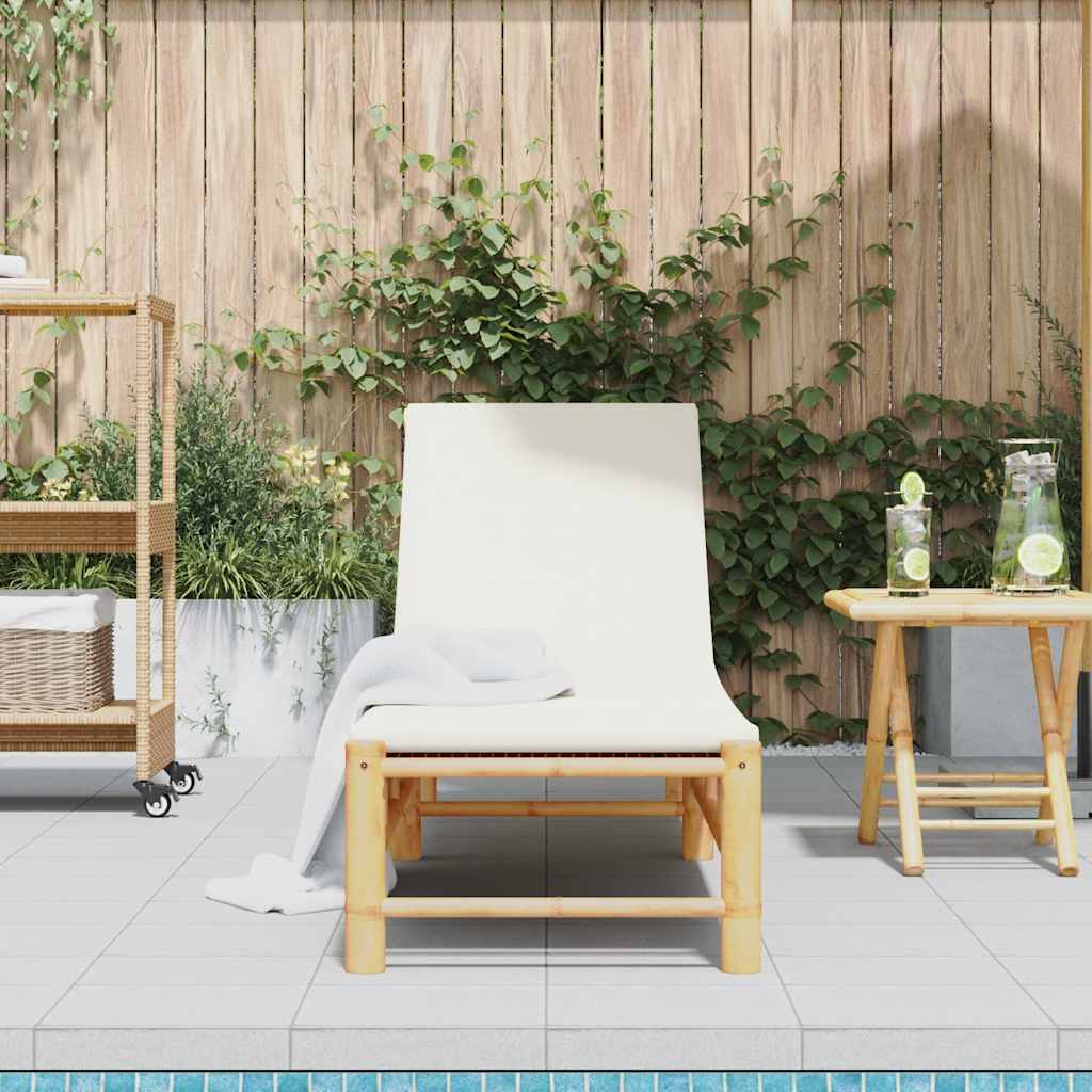 Ligstoel met kussens 55x199x30 cm bamboe is nu te koop bij PeponiXL, paradijselijk wonen!