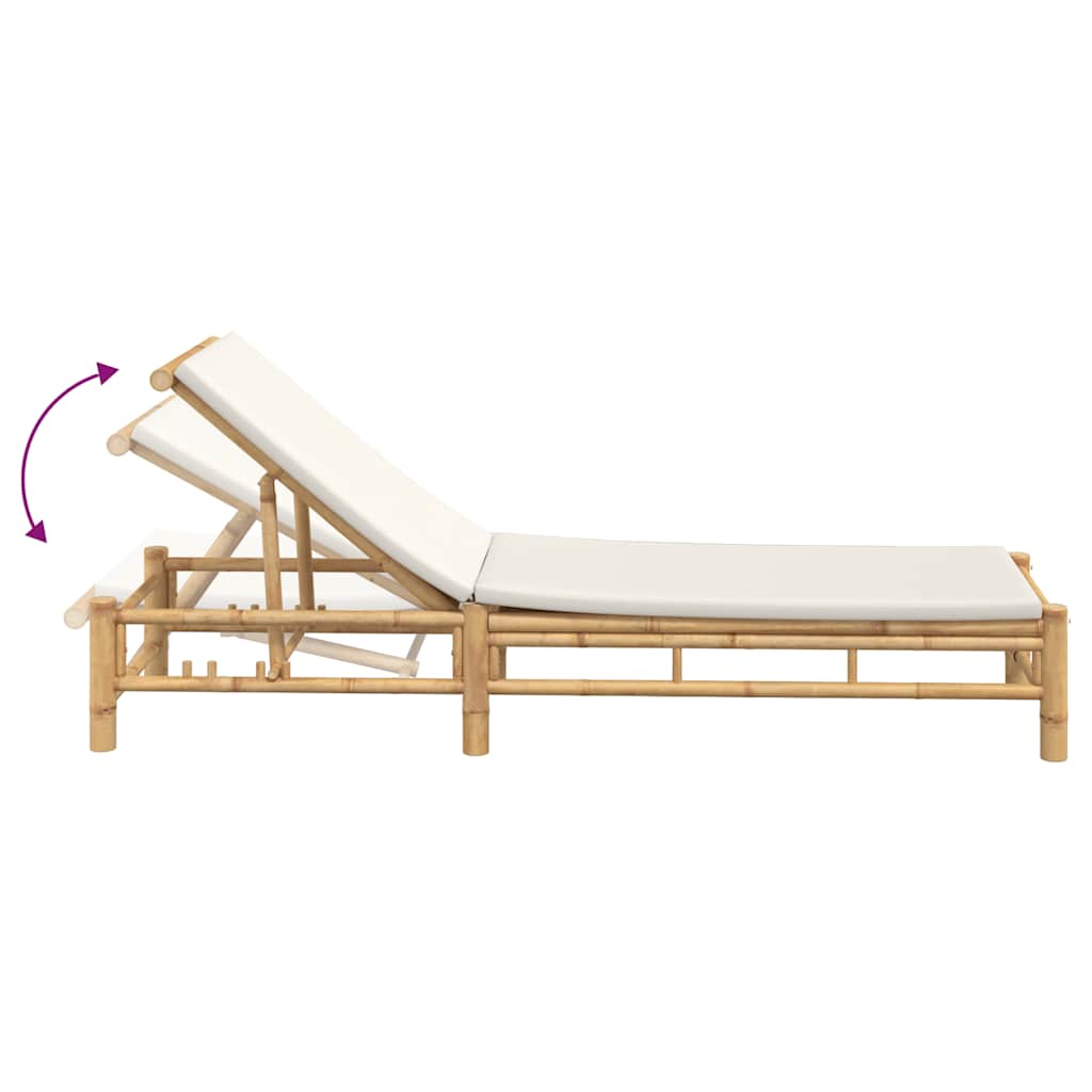 Ligstoel met kussens 55x199x30 cm bamboe is nu te koop bij PeponiXL, paradijselijk wonen!