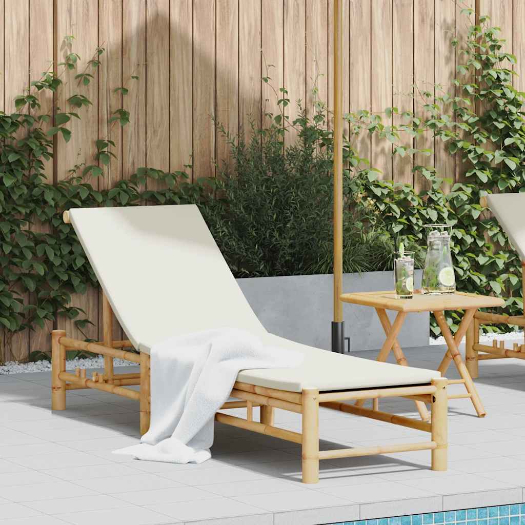 Ligstoel met kussens 55x199x30 cm bamboe is nu te koop bij PeponiXL, paradijselijk wonen!