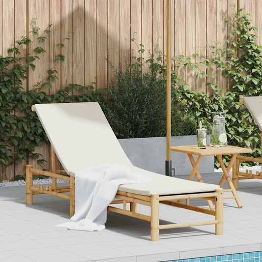Ligstoel met kussens 55x199x30 cm bamboe is nu te koop bij PeponiXL, paradijselijk wonen!