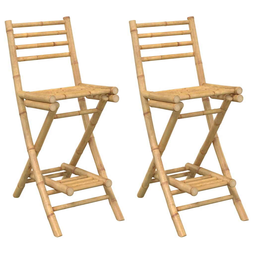Barkrukken met voetsteunen voor buiten 2 st opvouwbaar bamboe is nu te koop bij PeponiXL, paradijselijk wonen!