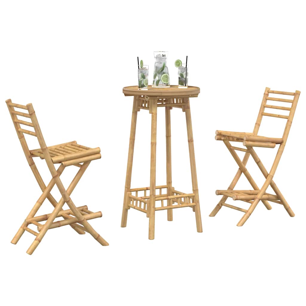 3-delige Barset voor buiten opvouwbaar bamboe is nu te koop bij PeponiXL, paradijselijk wonen!