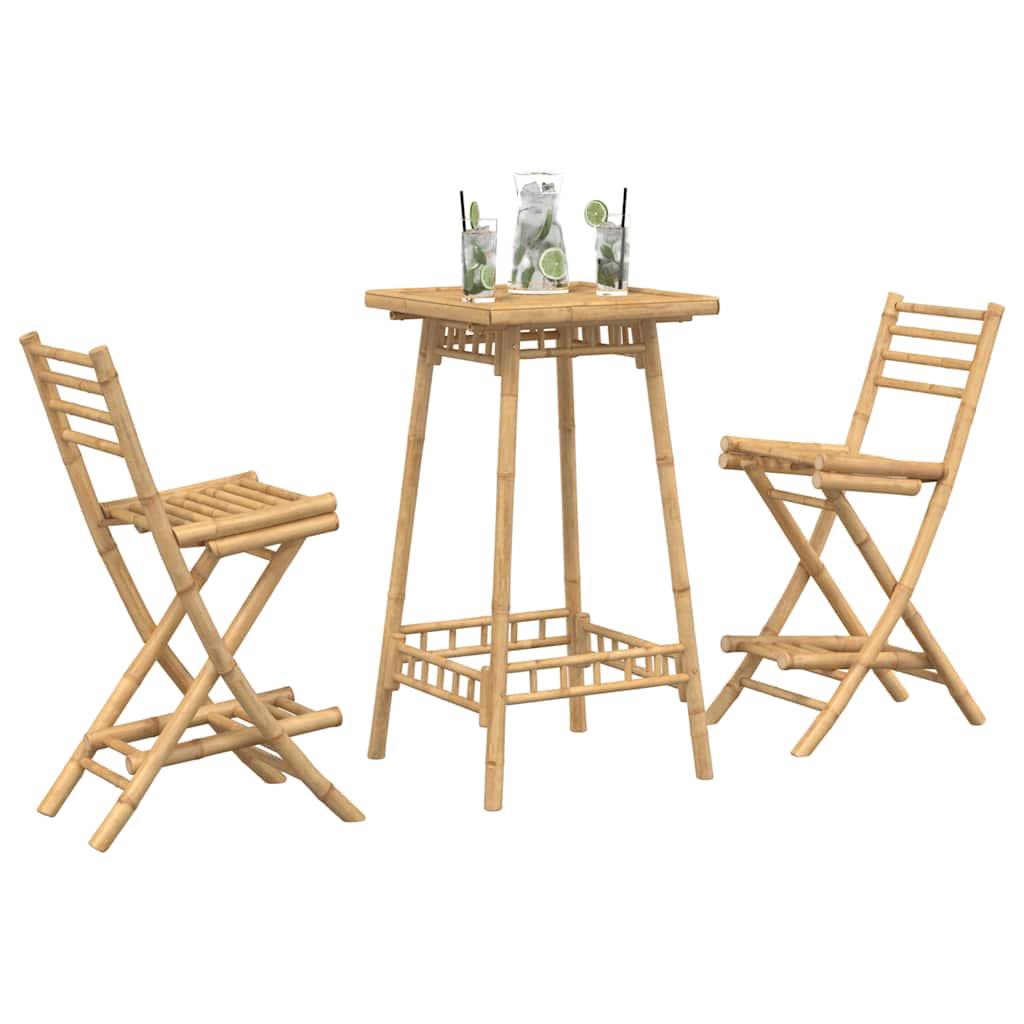 3-delige Barset voor buiten opvouwbaar bamboe is nu te koop bij PeponiXL, paradijselijk wonen!