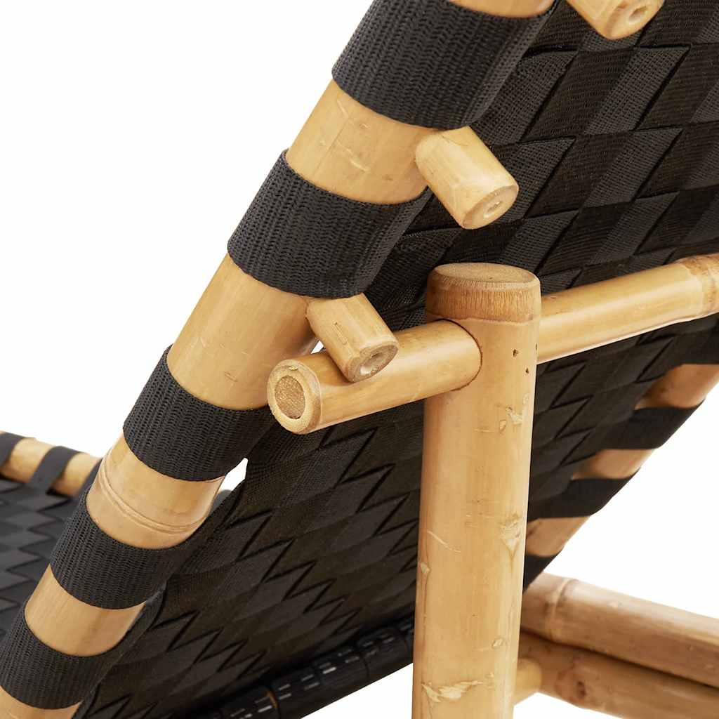 Ligstoel met zwart geweven band 55x200x30 cm bamboe is nu te koop bij PeponiXL, paradijselijk wonen!