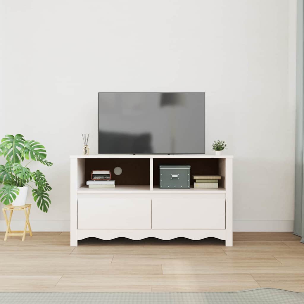 TV Kast met lade Drammen Wit 99 x 43 x 55 cm Massief grenenhout is nu te koop bij PeponiXL, paradijselijk wonen!