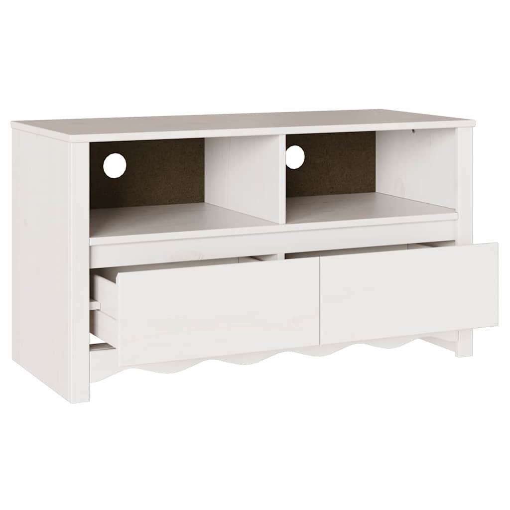 TV Kast met lade Drammen Wit 99 x 43 x 55 cm Massief grenenhout is nu te koop bij PeponiXL, paradijselijk wonen!