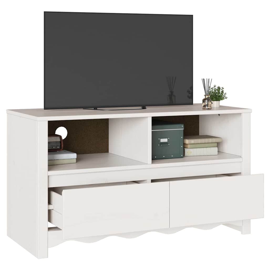 TV Kast met lade Drammen Wit 99 x 43 x 55 cm Massief grenenhout is nu te koop bij PeponiXL, paradijselijk wonen!