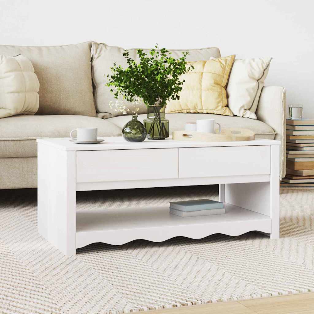 Salontafel Drammen Wit 99 x 55 x 45 cm Massief grenenhout is nu te koop bij PeponiXL, paradijselijk wonen!