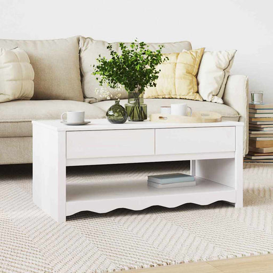 Salontafel Drammen Wit 99 x 55 x 45 cm Massief grenenhout is nu te koop bij PeponiXL, paradijselijk wonen!