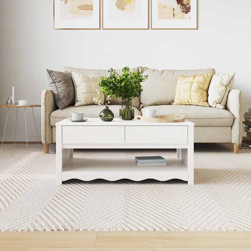 Salontafel Drammen Wit 99 x 55 x 45 cm Massief grenenhout is nu te koop bij PeponiXL, paradijselijk wonen!